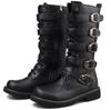 Fashion Men Black Retro Combat Belt Buckle Punk Motorcycle Leather Zipper Boots Autumn Men Shoes SIZE 37-46