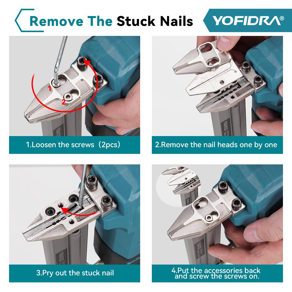 Yofidra Brushless 30mm Electric Nail Gun 2in1 Nailer/Stapler Gun Cordless Framing Nailer Tacker Tool For Makita 18V Battery Pins