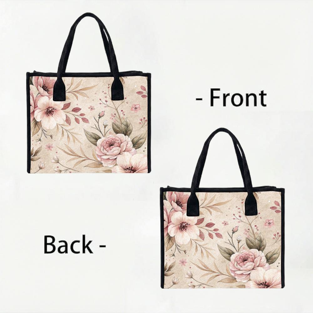 Vintage Floral Casual Tote for Daily Shopping Commute Portable Stylish Flower Shoulder Bag