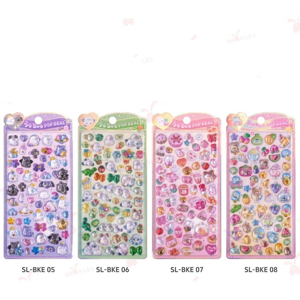 Embossed Animal 3D Crystal Sticker DIY Crafts Melody 3D Relief Stiers Drop Particle Decal PVC Relief Decorative Sticker