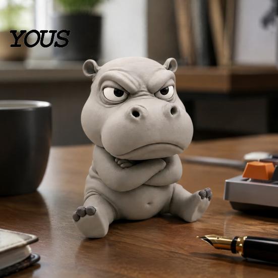 Миниатюрные фигурки питомцев для микро-ландшафтов, 3D-печатные фигурки сердитых животных, Забавная сердитая черепаха, гориллы, таксы, бегемоты, гуси, Уникальный дисплей