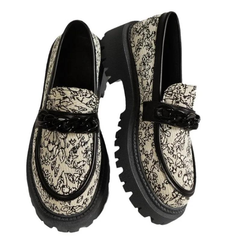 Fujin Denim Print Cloth Synthetic Leather Platform Wedge Sneaky Comfy High Brand Весенняя мода Осенняя повседневная обувь