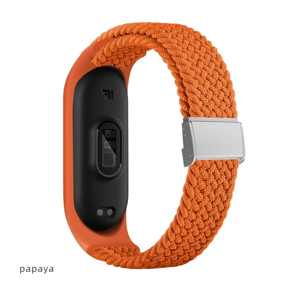 Тканый нейлоновый ремешок для Mi Band 8 7 6 Эластичный регулируемый нейлоновый браслет для Xiaomi Mi Band 4 3 5 6 7
