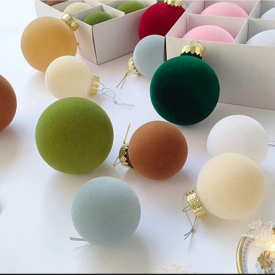 Colorful 6cm Cross-Border Christmas Ornament Balls – Flocked Hanging Decorations