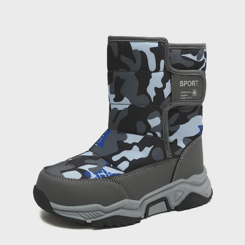 Водонепроницаемые хлопковые сапоги для мальчиков и девочек — толстые, теплые, с бархатной подкладкой