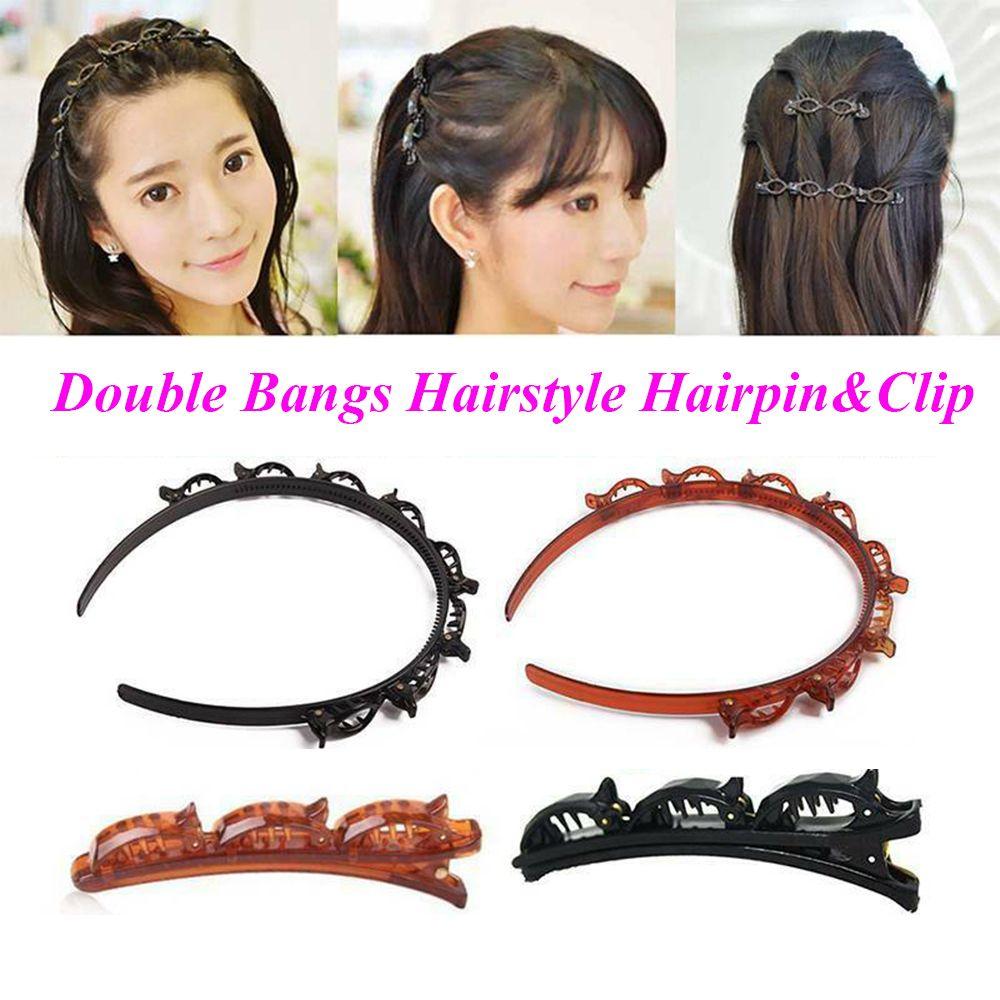Hair Clip Twist Plait Headband Hair Clip Multi-Layer Hollow Woven Double Bangs Hairstyle Hairpin
