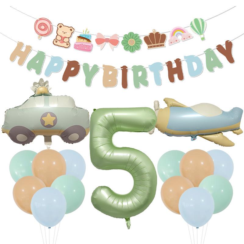40 дюймов Оливково-зеленый Цифровой Автомобиль Самолет Алюминиевая Фольга Воздушный Шар День Рождения Вечеринка Воздушный Шар Медведь Флаг Набор Украшение