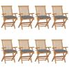 VidaXL Set of 8 Garden Chairs with Cushions, Patio Seats, Balcony Chairs, Outdoor Patio Furniture, Grey 3072905