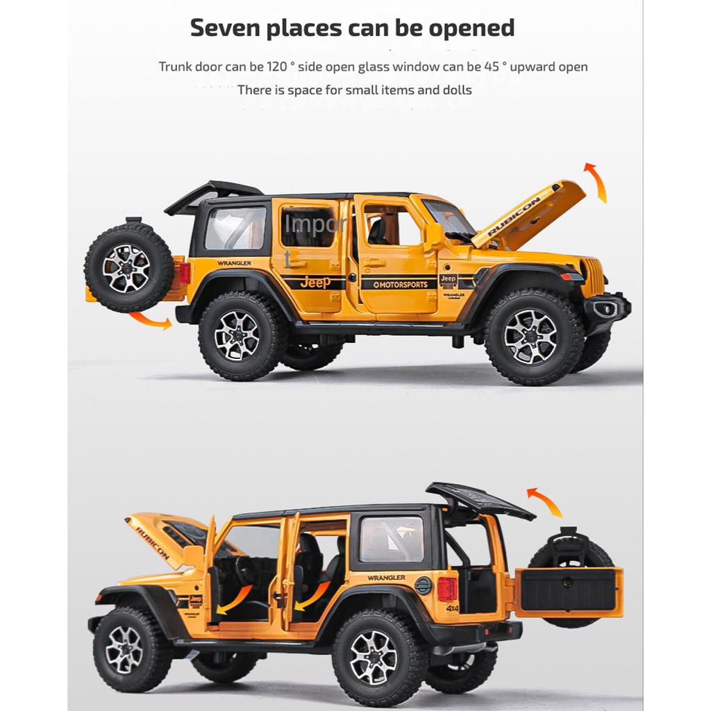 1/22 Масштаб Wrangler, литая под давлением внедорожная модель автомобиля, игрушечная модель автомобиля, 7 открытых дверей, выдвижной игрушечный автомобиль со звуком и светом для детей, коллекция подарков для мальчиков и девочек