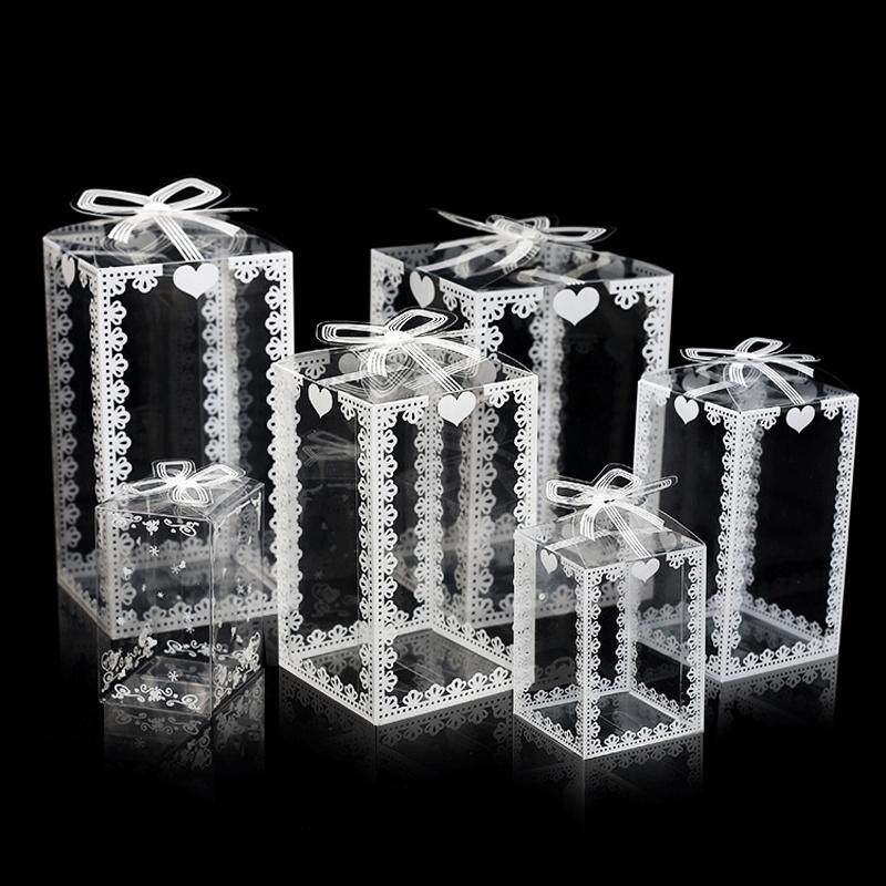 10PC Candy Case PVC Box Transparent Packing Apple Gift Packaging Santa Claus Snowman Elk Reindeer Candy Cake Wedding/Christmas