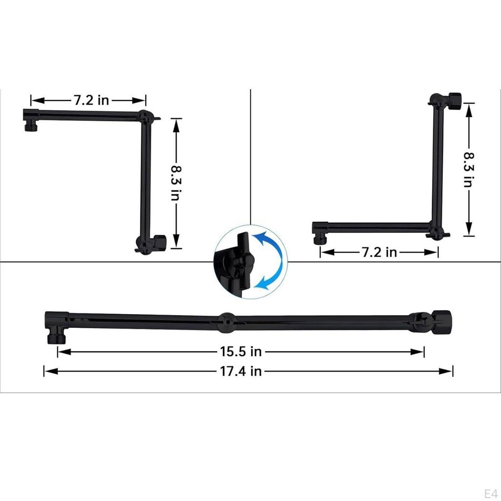 Удлинитель для душа для ванны 18 дюймов, удлинитель головки, аксессуар для модернизации, регулировка высоты/угла, простая сборка