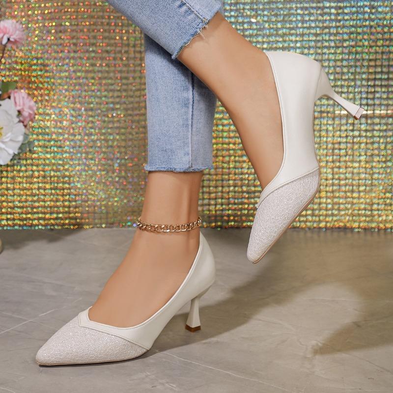 Мода 2024 года, сексуальные туфли с острым носком, женские туфли на высоком каблуке, изысканные свадебные туфли для невесты, повседневные модные туфли-лодочки, элегантные простые женские туфли на шпильках