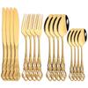 16Pcs/4Set Royal Gold Flatware Mirror Polish Stainless Steel Dinnerware Knife Fork Spoon For Wedding Housewarming Event Party
