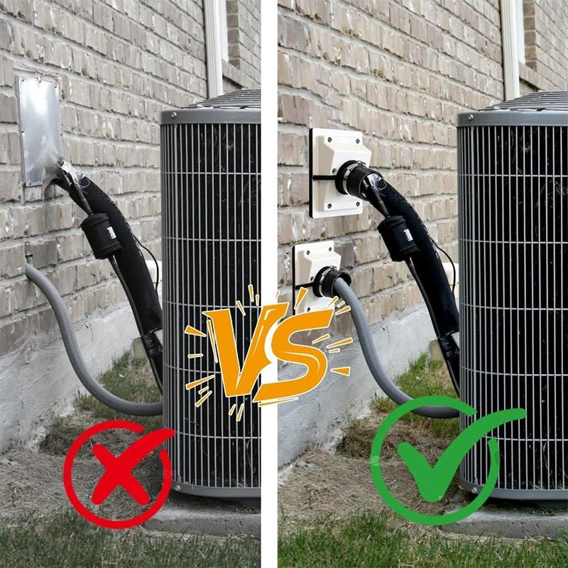 Комплект для прохода через стену и крышка для трассы Оборудование для ОВКВ Сплит-система Регулируемая гильза для трассы кондиционера для внутреннего/наружного блока, Комплект соединителей для водосточного желоба