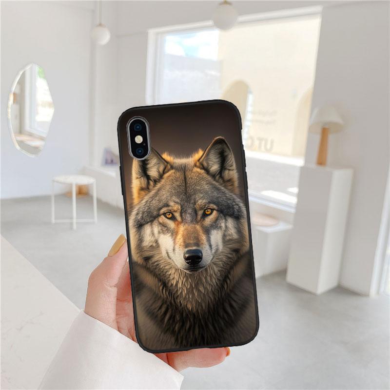 FM3 Животное Волк Тигр Лев Мягкий Чехол для Телефона для iPhone 16 15 14 13 12 Pro Max Plus Mini