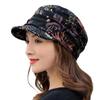 Women Keep Warm Turban Visor Hat Floral Print Windproof Cap Wide-Brimmed Cap Winter Warm Fashion