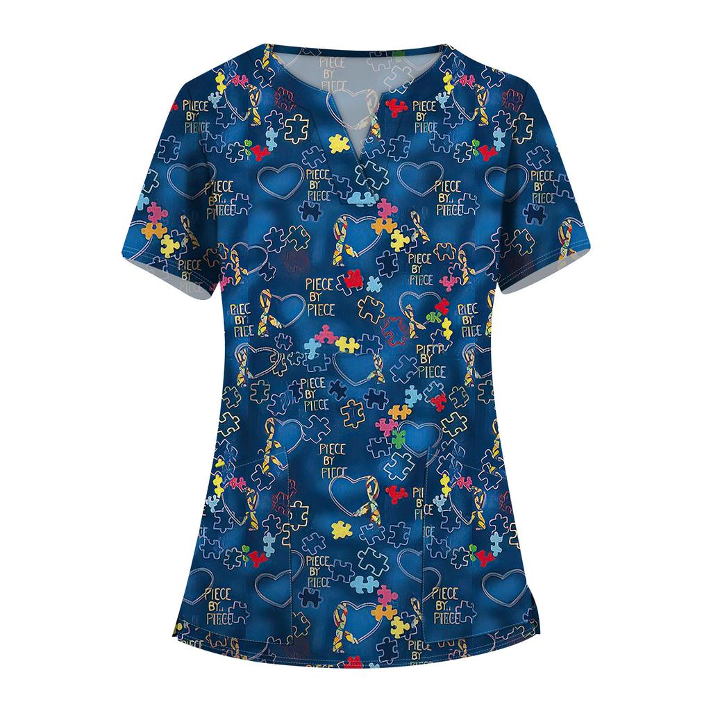 Женские модные комбинезоны с коротким рукавом и V-образным вырезом, с карманами, с принтом, топы, одежда