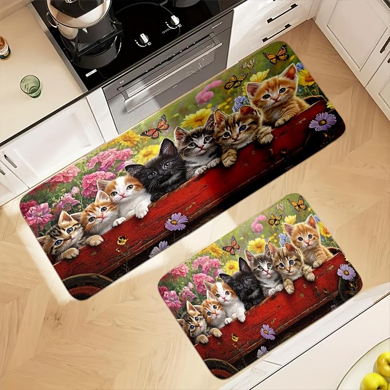 1Pcs Anti Fatigue Kitchen Rugs Cute Animal Print Waterproof Non-Slip Thick Cushioned Kitchen Mat Heavy Duty Comfort Standing Mat for Kitchen
