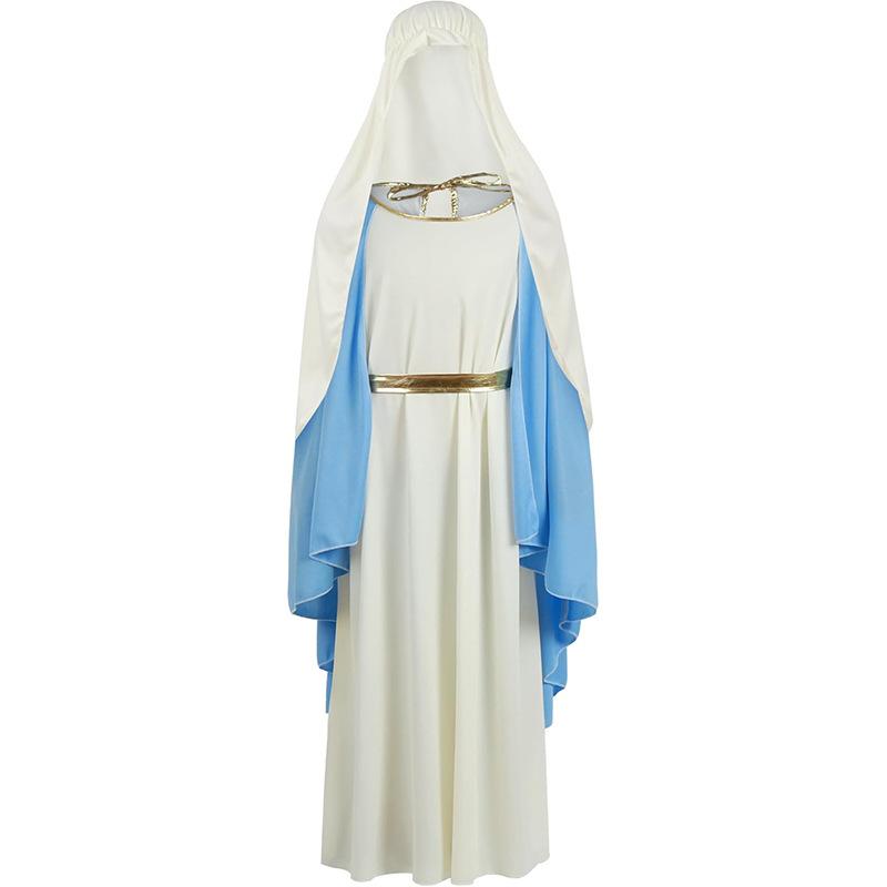 Virgin Mary Costume Adult Biblical Religious Dress for Party Stage Halloween Cosplay Women for Biblical Party Church Performance