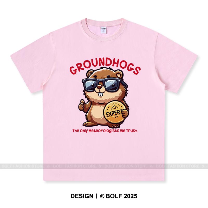 Women's Groundhogs Printed T-Shirt 100% Cotton Oversized Animal Graphic Tees for Men Summer Tops Nature Streetwear