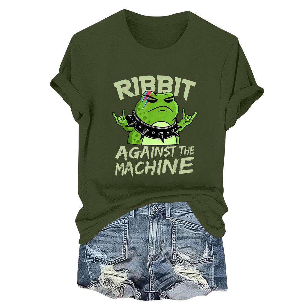 Женская модная повседневная футболка-пуловер с принтом, круглым вырезом и короткими рукавами