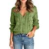 Women's Solid Color Long Sleeve Cutout V-Neck Knitted Cardigan Sweater
