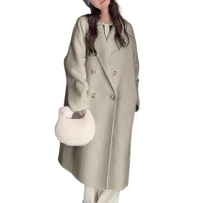 Женский кардиган, однотонная шерстяная куртка на пуговицах с длинными рукавами, пальто