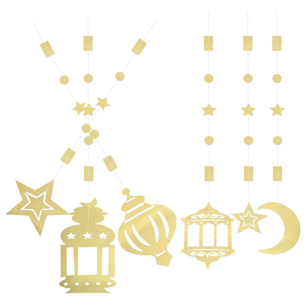 6Pcs Eid Hanging Decoration Ramadan Mubarak Party Supplies Festive Ceiling Ornaments for Islamic Festival Home Decor