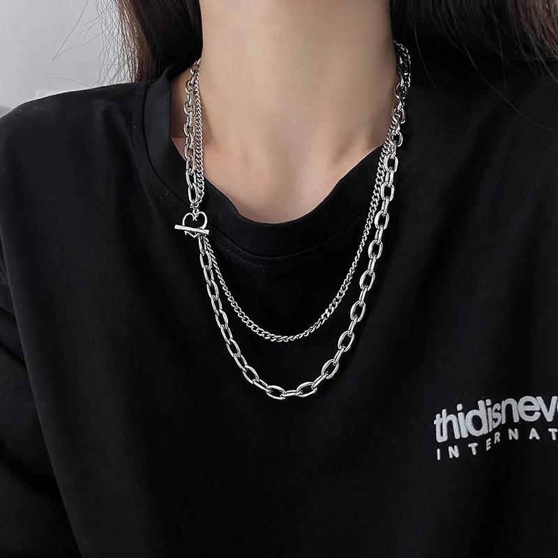 Ожерелье Love с двухслойной пряжкой OT, мужское, модное, нейтрального дизайна, высококачественная хип-хоп цепочка на ключицу, простая и универсальная