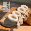 Зимние новые хлопковые сапоги женская обувь бант девочка бархатные утолщенные теплые хлопковые тапочки толстая подошва маленький человек