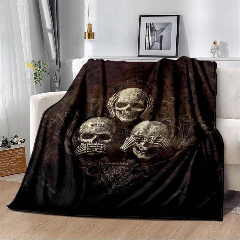 Серия Череп Цветочный Плед Одеяло Покрывало Фланелевый Диван Дорожное Постельное Белье Хэллоуин Подарки