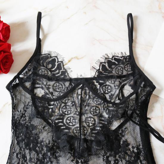 2 шт./компл., сексуальная ночная рубашка, кружевной дизайн, с v-образным вырезом выше колена, прозрачный женский комплект нижнего белья для медового месяца