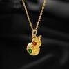 18k Gold Gourd Pendant Au750 Hollow Red Emerald Phlox Gold Gourd Pendant
