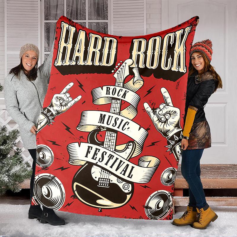 1PC Musical elements printed blanket, all season lightweight home office outdoor nap multifunctional blanket A9