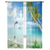 Прозрачные оконные шторы с морским дельфином и пальмой для гостиной, спальни, современная вуаль, тюлевые шторы, тканевые шторы для кухни