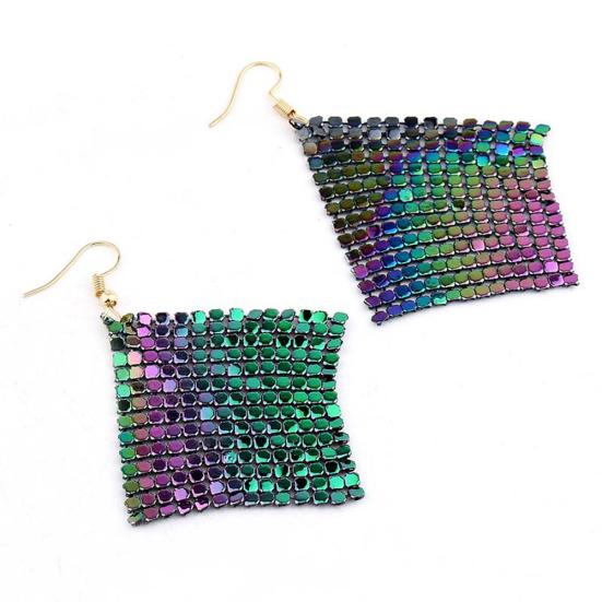 Women Sequins Mesh Dangle Drop Hook Earrings Club Evening Party Jewelry