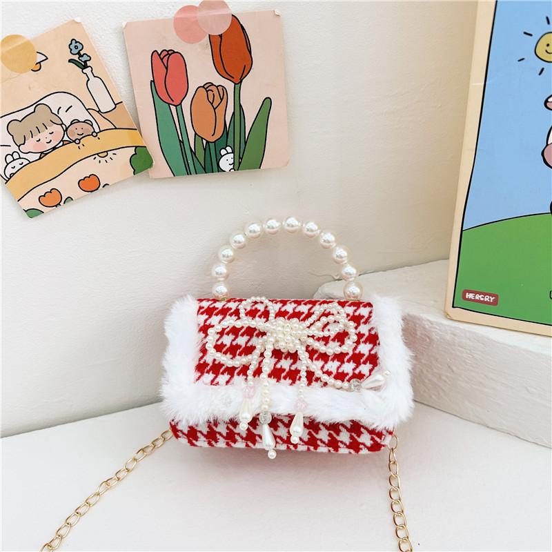 Elegant Pearl Red Childrens Handbag For Girls Featuring Breathable And Material Wearresistant