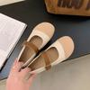 Fashion Women's Fashion Flat Shoes Spring New Round Head Suede Splicing Metal Buckle A Word with Soft Sole Single Shoes