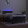 Vidaxl Łóżko Kontynentalne Z Materacem I Led, Szary Aksamit, 90X190 Cm