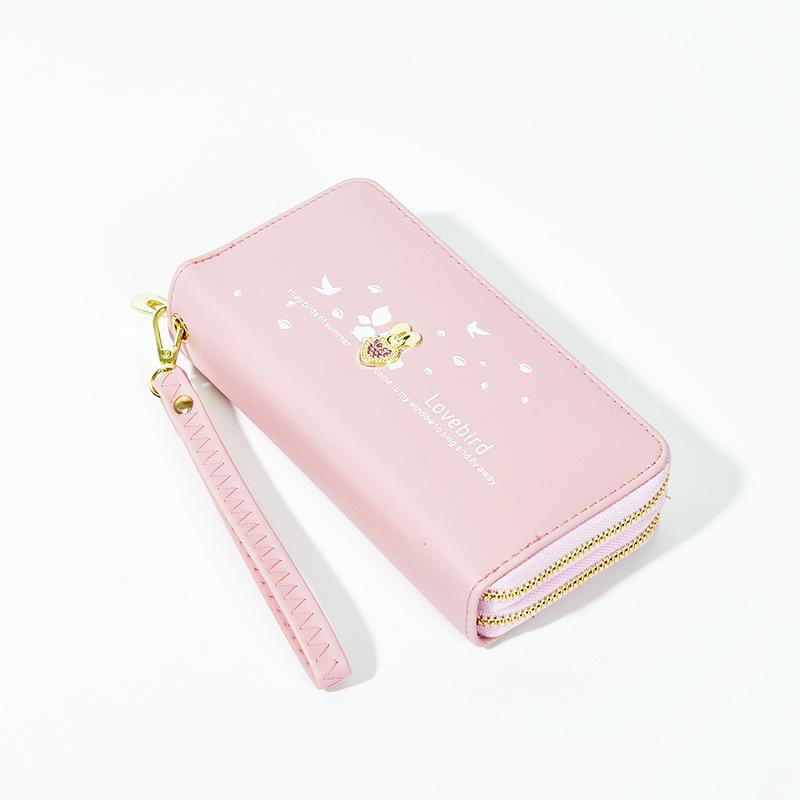 Женский длинный кошелек - двойная молния, большая вместимость с принтом Love, карманный чехол для телефона