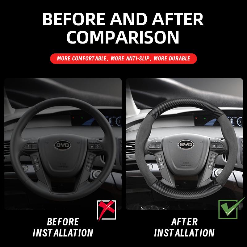 Подходит для Byd Замшевая Матовая Текстура Углеродного Волокна Чехол на Руль Подходит для Dolphin Mini Seal Atto 3 King Shark 6 Song Pro Seagull F0