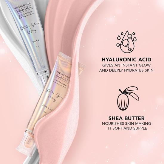 FACESCANADA Glow & Go Combo Kit - Rose Gold Strobe Cream (30мл) и фиксатор макияжа (50мл) | Естественное сияние на весь день | Увлажняющий фиксатор макияжа