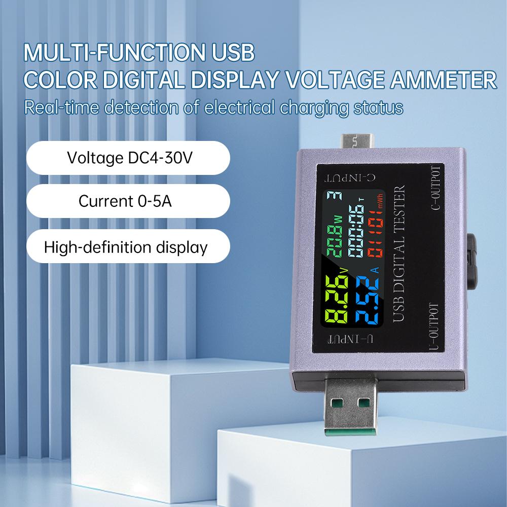 Type-C Tester DC 4.5-50V 0-8A Colour Screen Digital Voltmeter, Ammeter & Power Meter Capacitance Tester Power Module