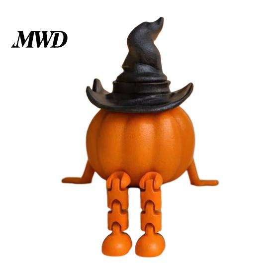 Devil Ghost Figurines Halloween Desktop Decoration, Movable Wizard Pumpkin Figurine, 3D Printed Funny Stress Relieving Toys PLA Ornaments for