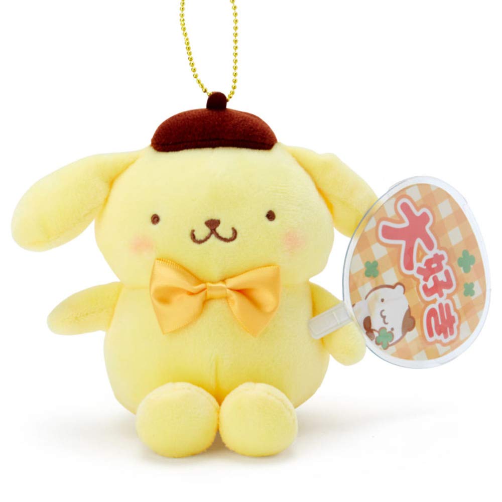 Держатель талисмана Sanrio Pom Pom Purin держит веер (Наслаждайтесь идолом)