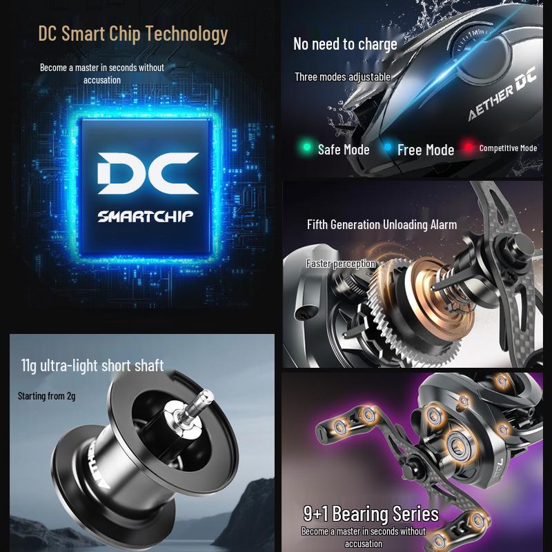 Wind Blade 5-го Поколения Умная DC Кастинговая Катушка - Микро-джиггинг, Дальний заброс, Бесшумная, Анти-бэклош, Электронный тормоз.