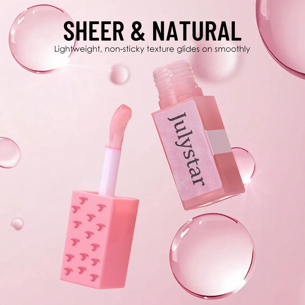 Pink Magic Hat Clear Lip Gloss, Mirror Water Glossy Plumping Lip Oil, Long-Lasting Moisturizing Lip Tint, Non-Stick Cup Transparent Lip Makeup