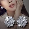 Fashion Wedding Bridal Women Shiny Flower Stud Earrings Gift