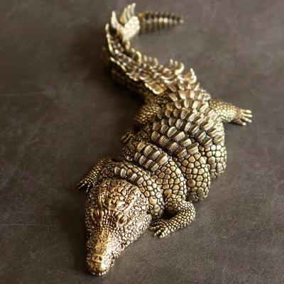 Металлическое Рукоделие Искусственная Скульптура Животного Латунный Крокодил Золотой Крокодил Артикулярная Подвижность Аксессуары для Домашнего Декора