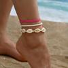 Anklet Beaded Shell Bohemian Set Handmade Twopiece Knotted Style